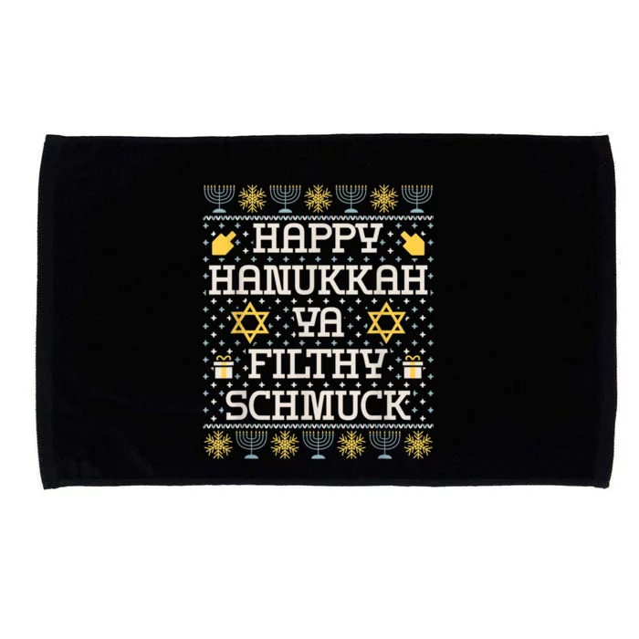 Happy Hanukkah Ya Filthy Schmuck, Funny Hanukkah Gift Microfiber Hand Towel