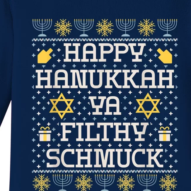 Happy Hanukkah Ya Filthy Schmuck, Funny Hanukkah Gift Baby Long Sleeve Bodysuit