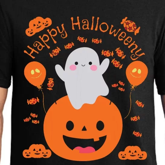 Happy Halloween Y Cute Boy And Girls Costume As A Ghost Pajama Set