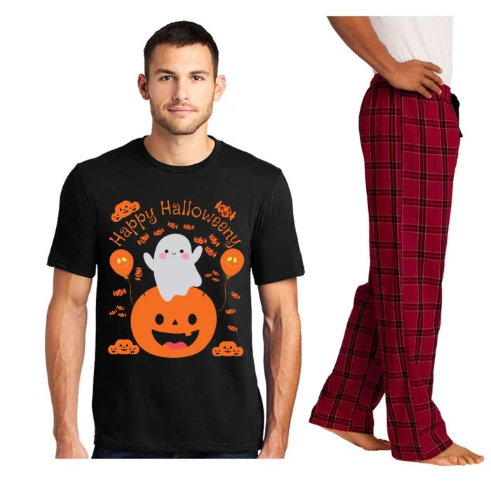 Happy Halloween Y Cute Boy And Girls Costume As A Ghost Pajama Set