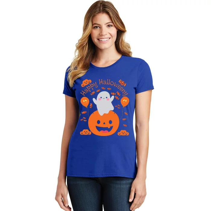 Happy Halloween Y Cute Boy And Girls Costume As A Ghost Women's T-Shirt