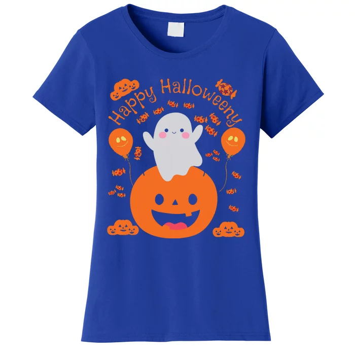 Happy Halloween Y Cute Boy And Girls Costume As A Ghost Women's T-Shirt