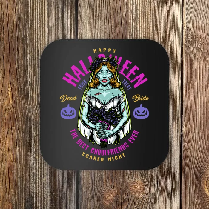 Happy Halloween Zombie Bride Ghoulfriends Zombies Funny Coaster