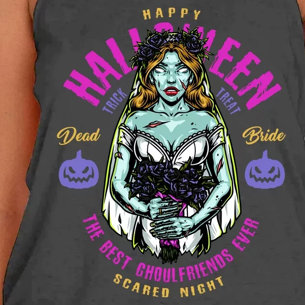 Happy Halloween Zombie Bride Ghoulfriends Zombies Funny Women's Knotted Racerback Tank