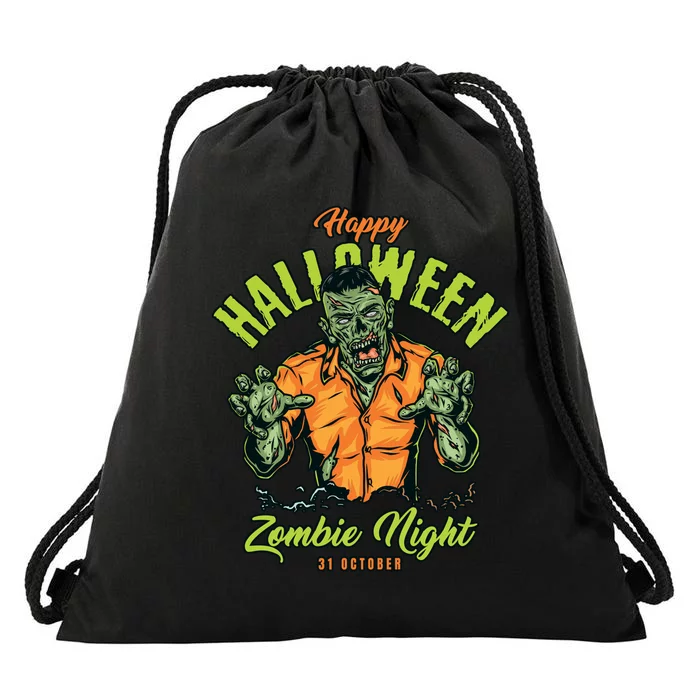 Happy Halloween Zombie Night Drawstring Bag