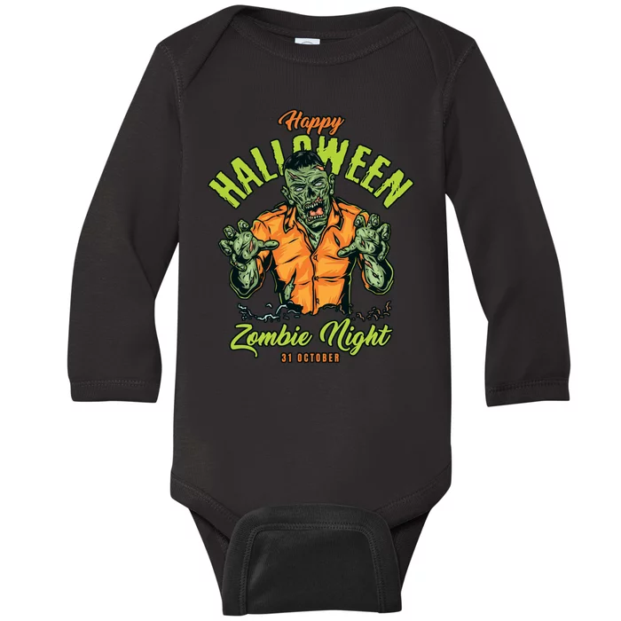 Happy Halloween Zombie Night Baby Long Sleeve Bodysuit