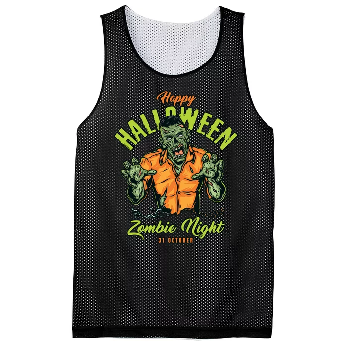 Happy Halloween Zombie Night Mesh Reversible Basketball Jersey Tank