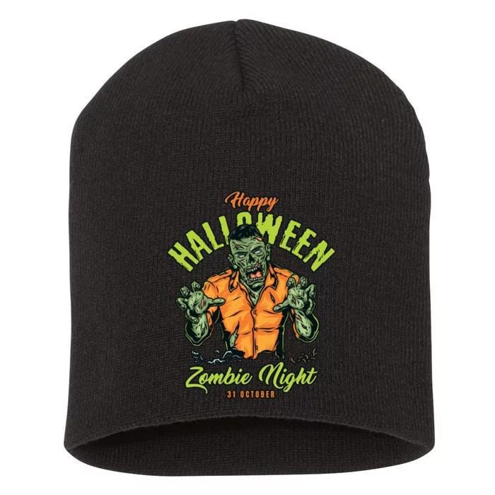 Happy Halloween Zombie Night Short Acrylic Beanie