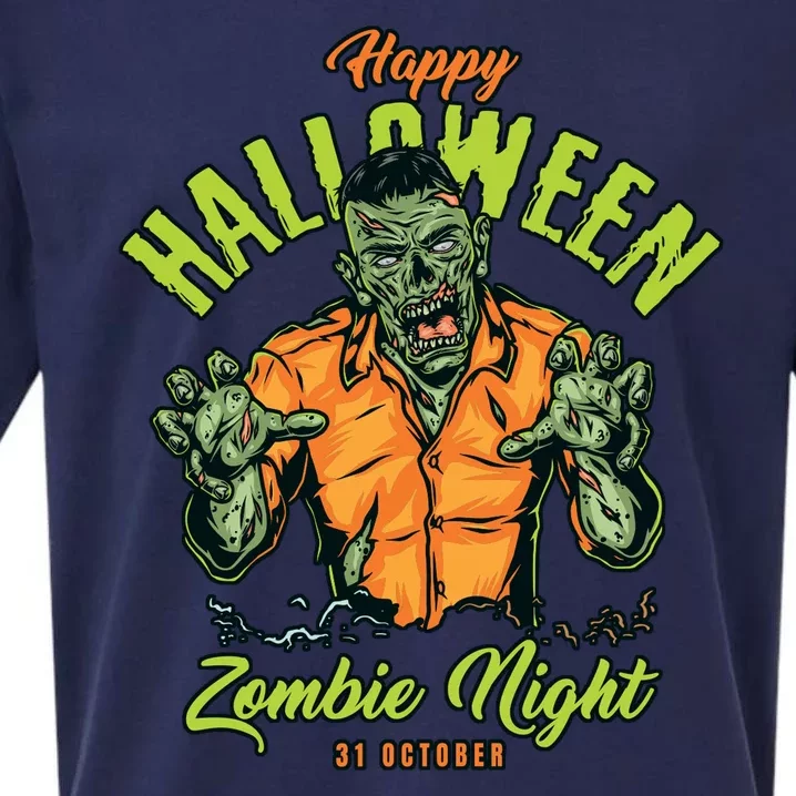 Happy Halloween Zombie Night Sueded Cloud Jersey T-Shirt