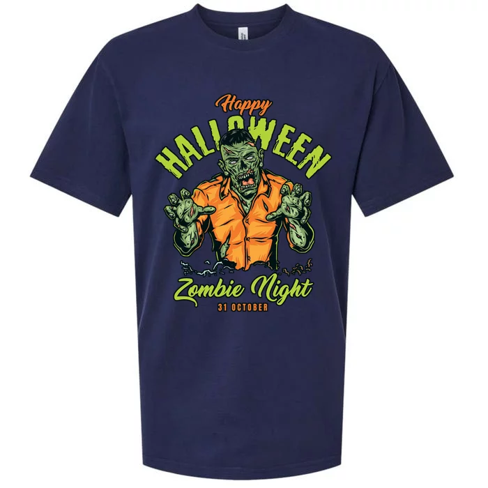 Happy Halloween Zombie Night Sueded Cloud Jersey T-Shirt