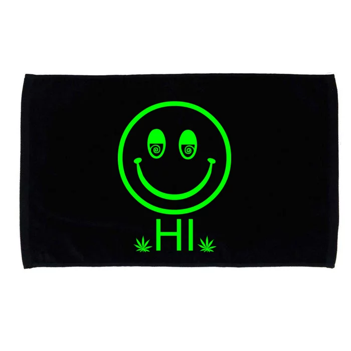 Hi Smiley Face Weed Microfiber Hand Towel