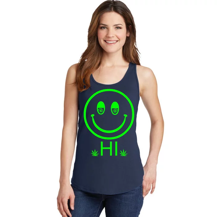 Hi Smiley Face Weed Ladies Essential Tank