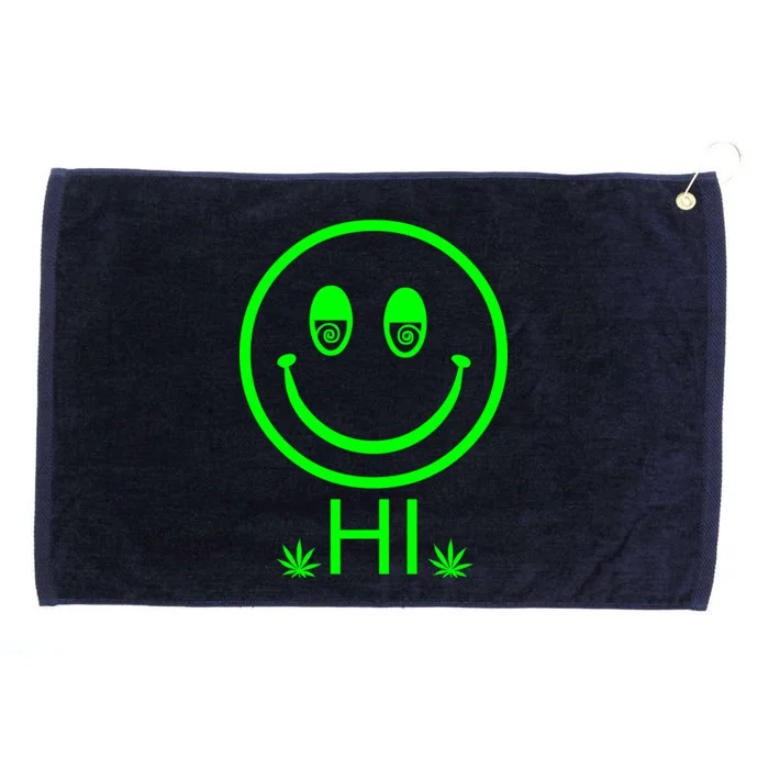 Hi Smiley Face Weed Grommeted Golf Towel