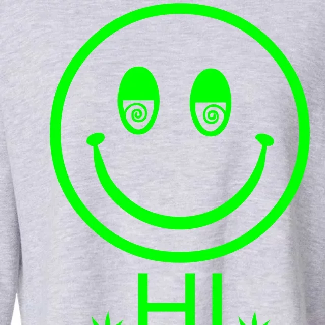 Hi Smiley Face Weed Cropped Pullover Crew