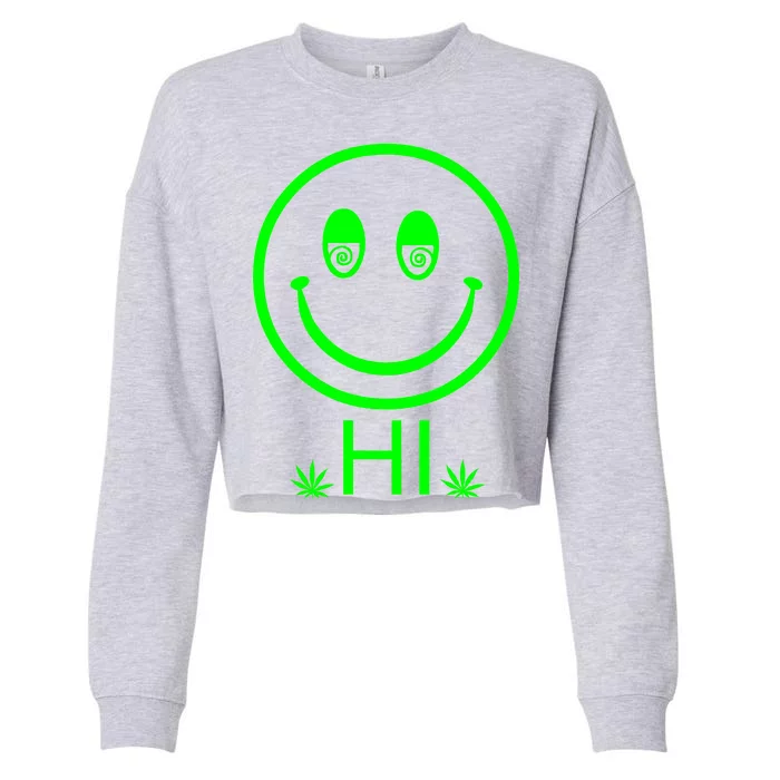 Hi Smiley Face Weed Cropped Pullover Crew