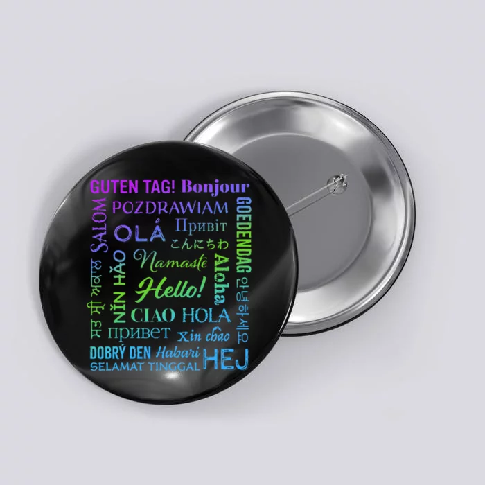 Hello in 22 Different Languages Word ESL Teachers Students Button