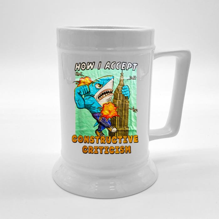 How I Accept Constructive Criticism Auntie Shark Front & Back Beer Stein