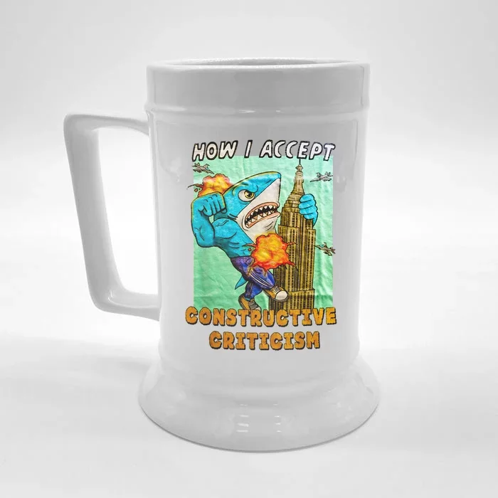 How I Accept Constructive Criticism Auntie Shark Front & Back Beer Stein