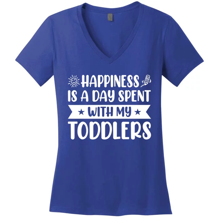 Happiness Is A Day Spent With My Sitter Daycare Gift Women's V-Neck T-Shirt