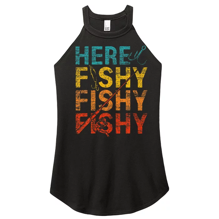 Happiness is A Big Fish And A Witness Fishing Women’s Perfect Tri Rocker Tank