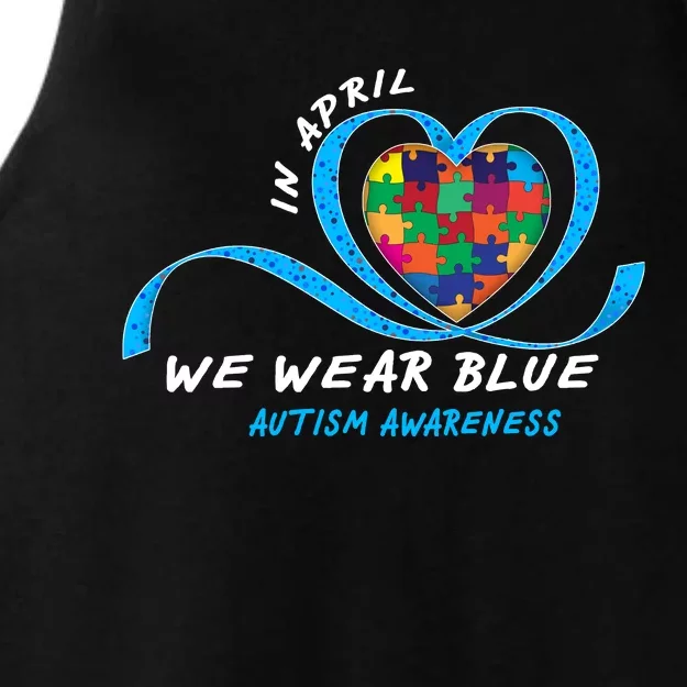 Heart In April We Wear Blue Love Hope Faith Autism Awareness Ladies Tri-Blend Wicking Tank