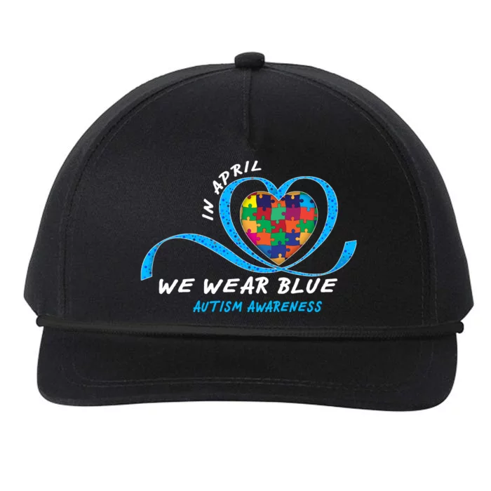 Heart In April We Wear Blue Love Hope Faith Autism Awareness Snapback Five-Panel Rope Hat