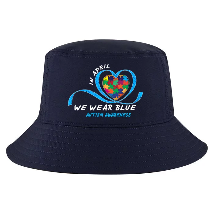 Heart In April We Wear Blue Love Hope Faith Autism Awareness Cool Comfort Performance Bucket Hat