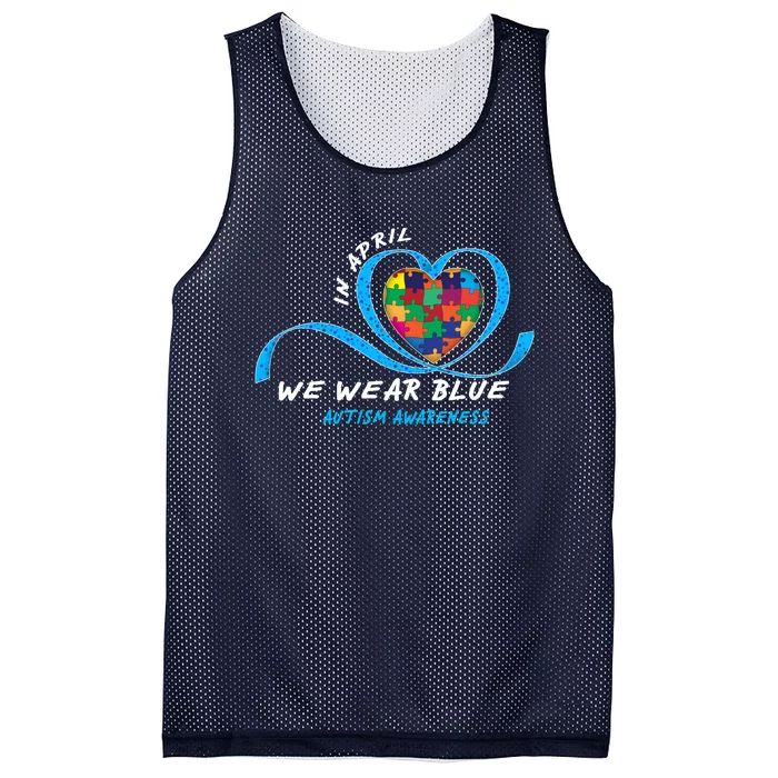 Heart In April We Wear Blue Love Hope Faith Autism Awareness Mesh Reversible Basketball Jersey Tank