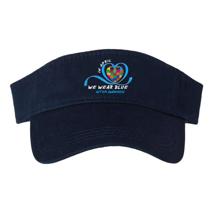 Heart In April We Wear Blue Love Hope Faith Autism Awareness Valucap Bio-Washed Visor