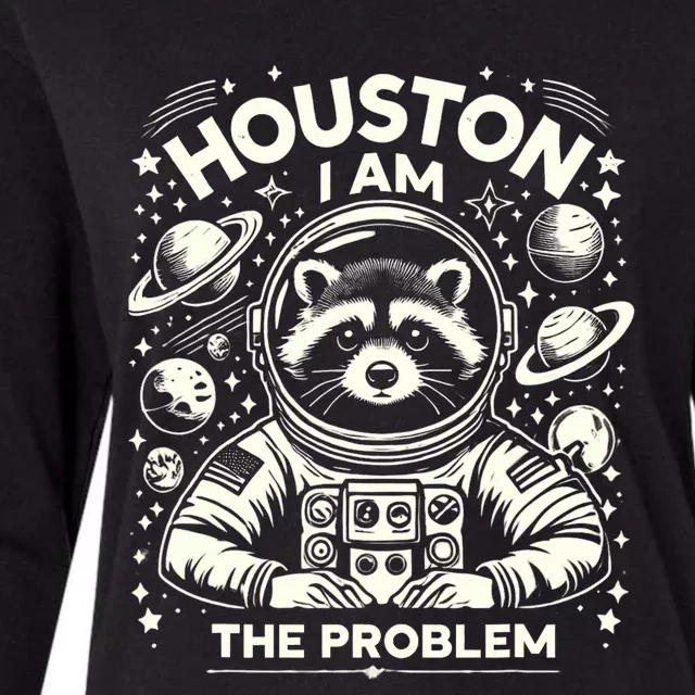 Houston I Am The Problem Funny Space Lovers Astronaut Womens Cotton Relaxed Long Sleeve T-Shirt