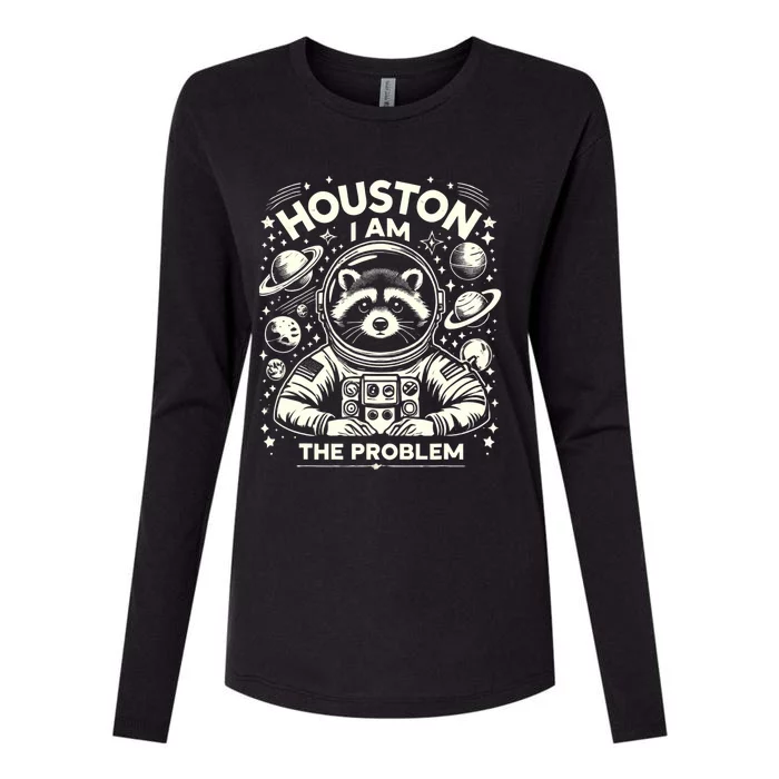 Houston I Am The Problem Funny Space Lovers Astronaut Womens Cotton Relaxed Long Sleeve T-Shirt