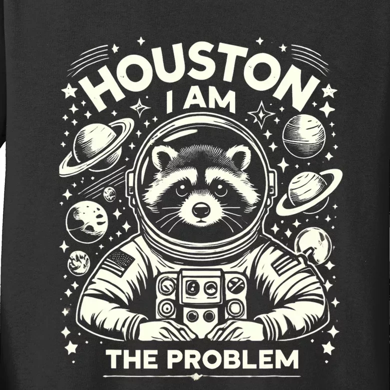 Houston I Am The Problem Funny Space Lovers Astronaut Kids Long Sleeve Shirt