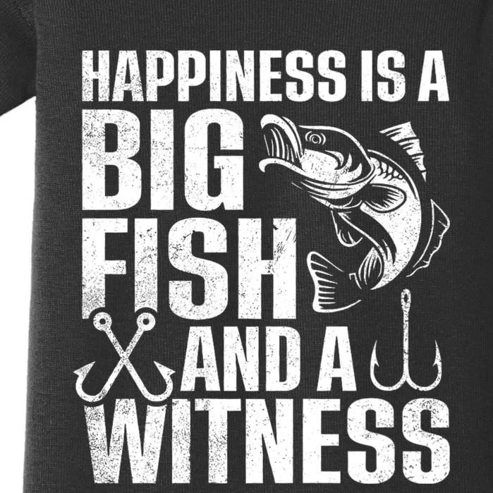 Happiness Is A Big Fish And A Witness Funny Fishing Baby Bodysuit