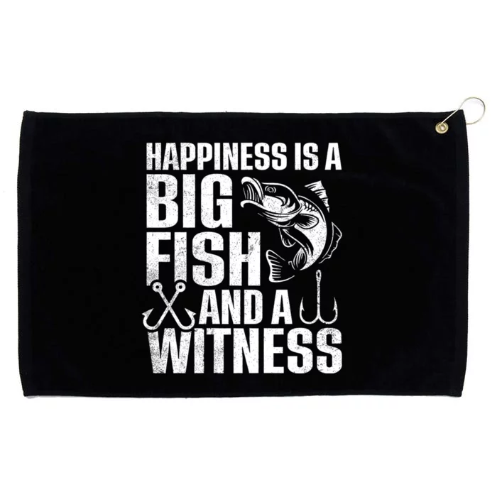 Happiness Is A Big Fish And A Witness Funny Fishing Grommeted Golf Towel