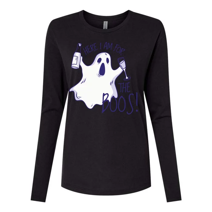 Here I Am For The Boos Funny Ghost Womens Cotton Relaxed Long Sleeve T-Shirt