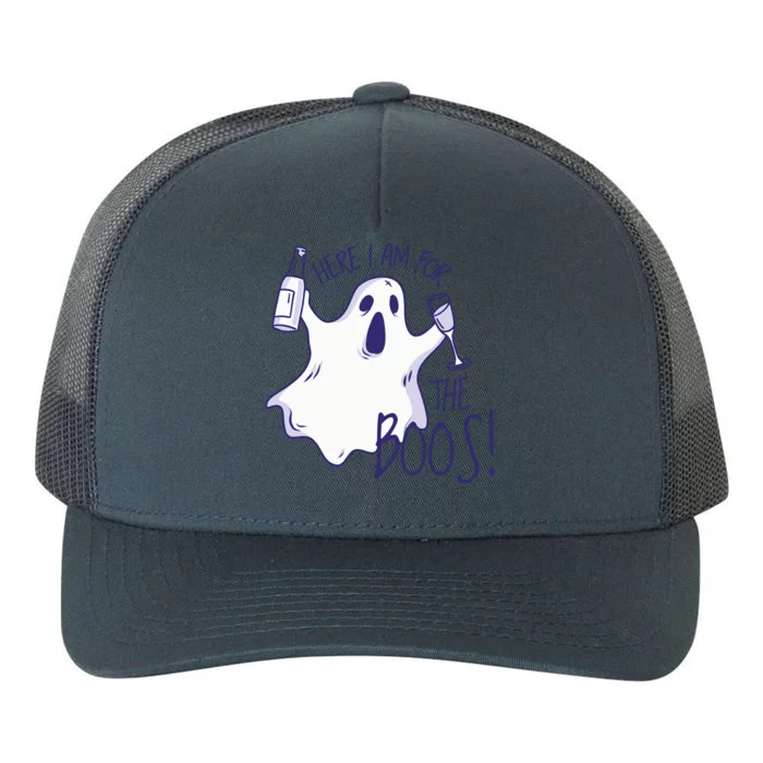 Here I Am For The Boos Funny Ghost Yupoong Adult 5-Panel Trucker Hat