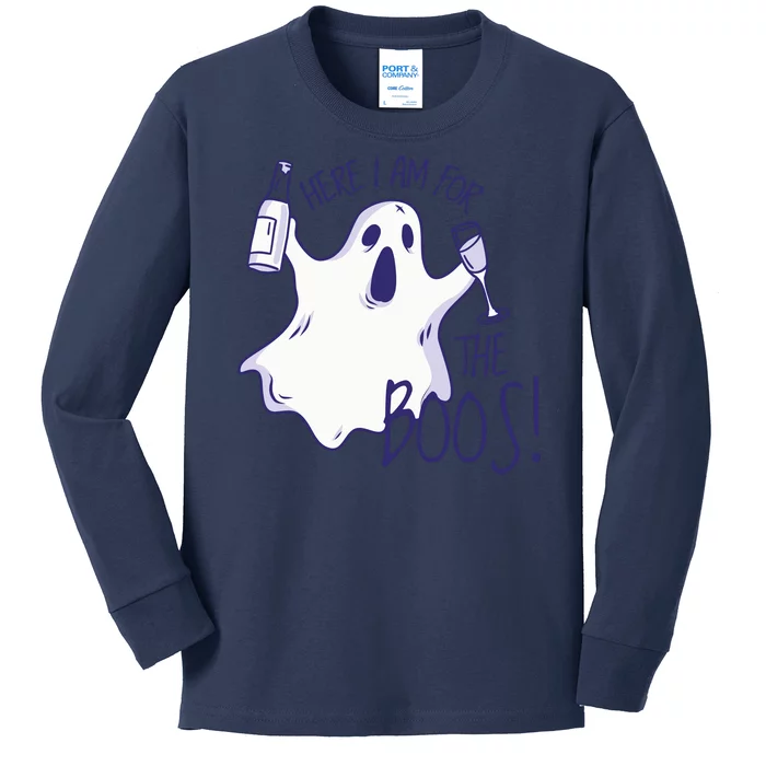 Here I Am For The Boos Funny Ghost Kids Long Sleeve Shirt