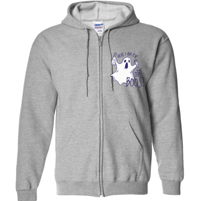 Here I Am For The Boos Funny Ghost Full Zip Hoodie