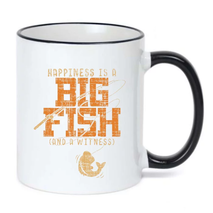 Happiness Is A Big Fish And A Witness Fishing Black Color Changing Mug