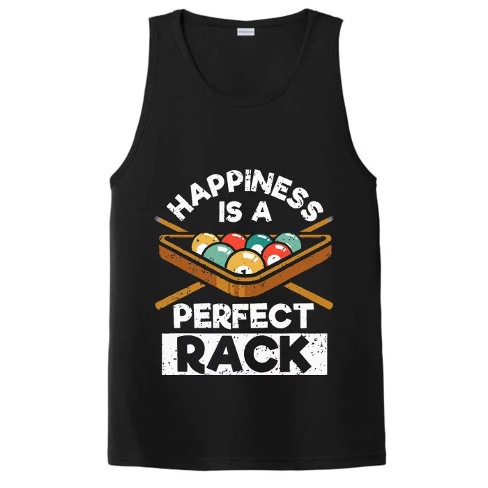 Happiness Is A Perfect Rack Funny Pool Billiard Player Performance Tank