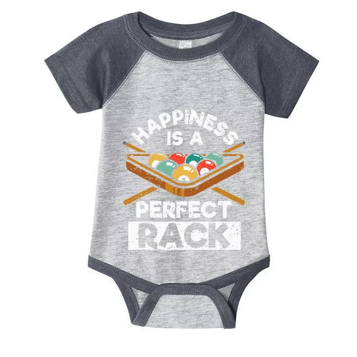 Happiness Is A Perfect Rack Funny Pool Billiard Player Infant Baby Jersey Bodysuit