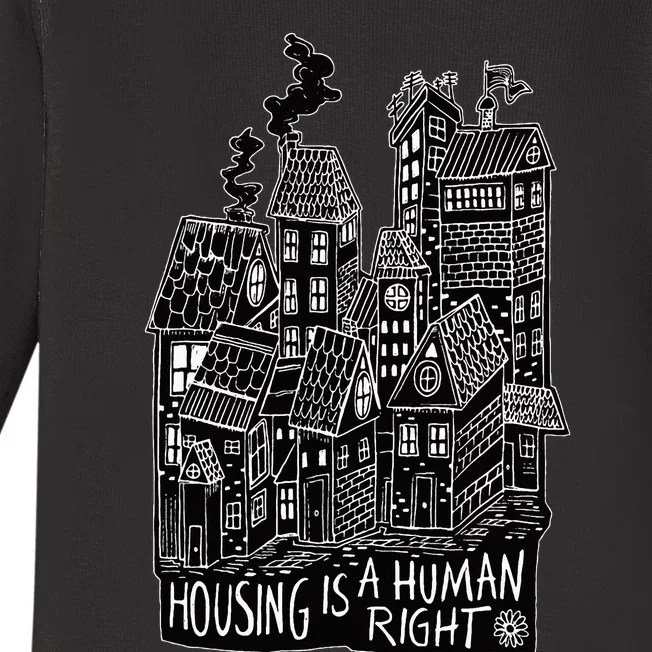 Housing Is A Human Right Poverty Cancel Rent Stop Evictions Baby Long Sleeve Bodysuit