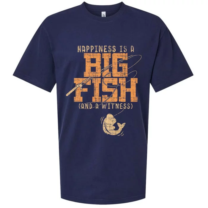 Happiness Is A Big Fish And A Witness Fishing Sueded Cloud Jersey T-Shirt