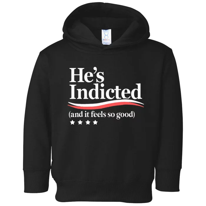 He's Indicted and It Feels So Good Funny Trump Arrest Toddler Hoodie