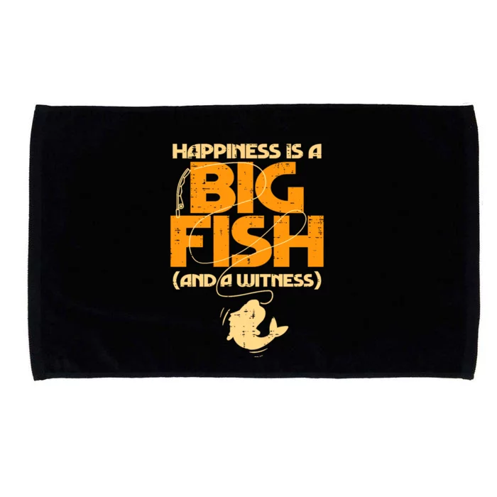 Happiness Is A Big Fish Witness Funny Fishing Microfiber Hand Towel