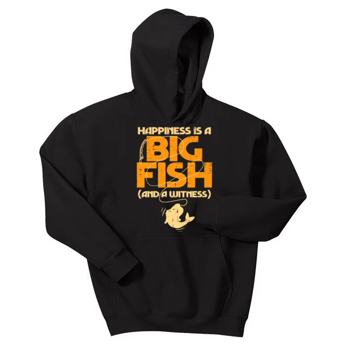 Happiness Is A Big Fish Witness Funny Fishing Kids Hoodie