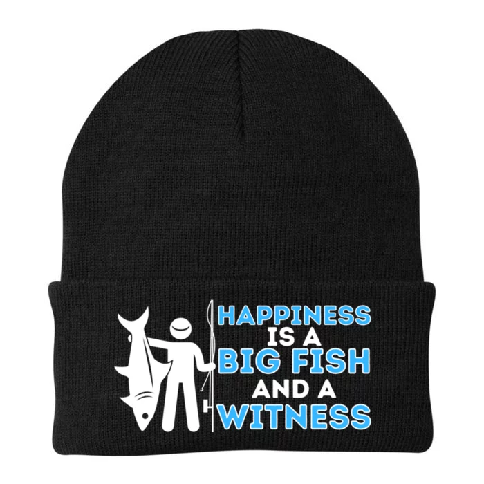 Happiness Is A Big Fish And A Witness Fishing & Fisherman Knit Cap Winter Beanie