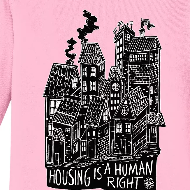 Housing Is A Human Right Poverty Cancel Rent Stop Evictions Baby Long Sleeve Bodysuit