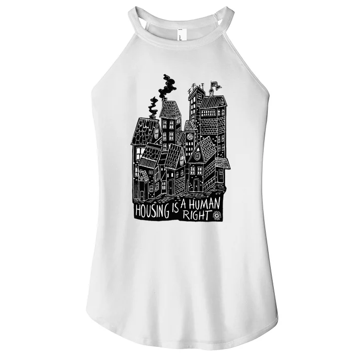 Housing Is A Human Right Poverty Cancel Rent Stop Evictions Women’s Perfect Tri Rocker Tank