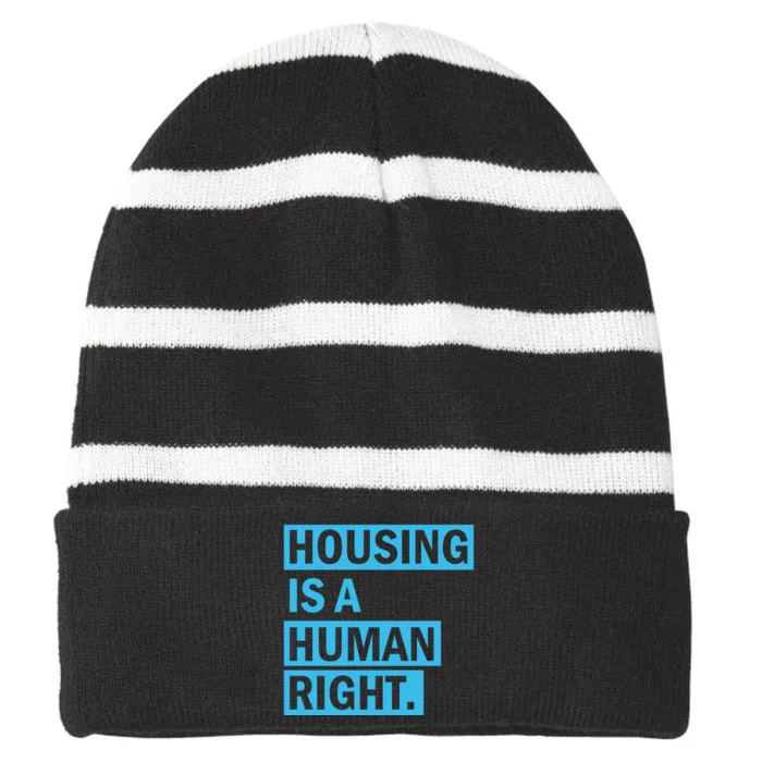 Housing Is A Human Right Striped Beanie with Solid Band